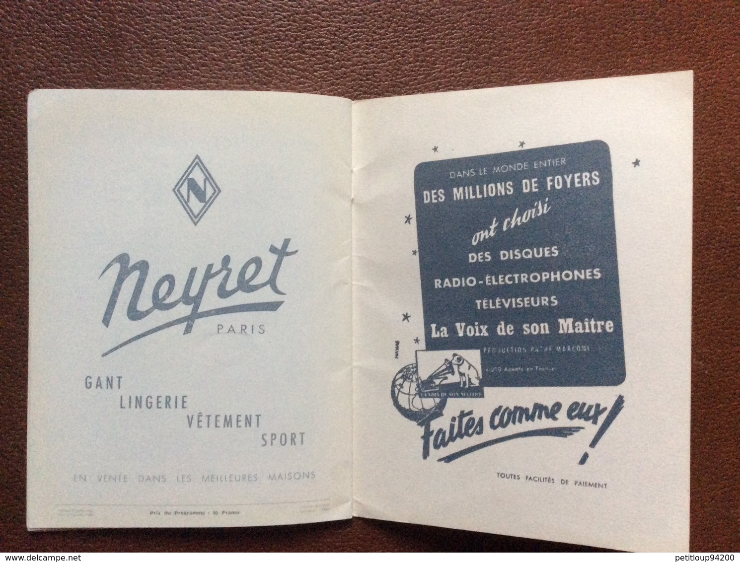 PROGRAMME CIRQUE  CIRQUE MEDRANO   Mars/Avril 1955  SAISON 1954-1955  St Raphael Quinquina