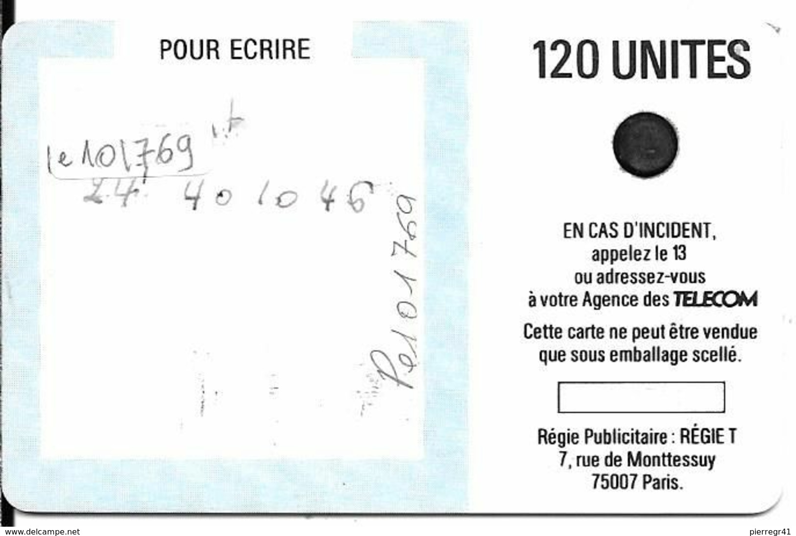 CARTE-PUBLIC-1987-F 15-SC3-120U-CORTOT-V°6 Pe101769-UTILISEE-BE- - 1987