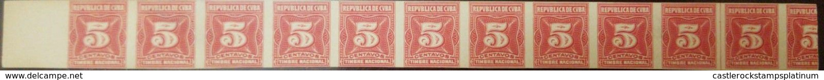 O) CUBA, CARIBBEAN, DIE CARDBOARD PROOF, NUMERAL 5 Centavos TIMBRE NACIONAL, XF, STRIP - Geschnittene, Druckproben Und Abarten