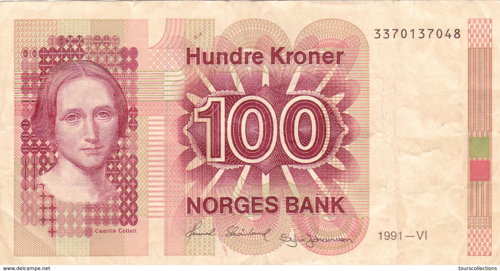 BILLET NORVEGE De 1991 - 100 KRONER - Pick N° 43d - Cahilla Collett - Norvège