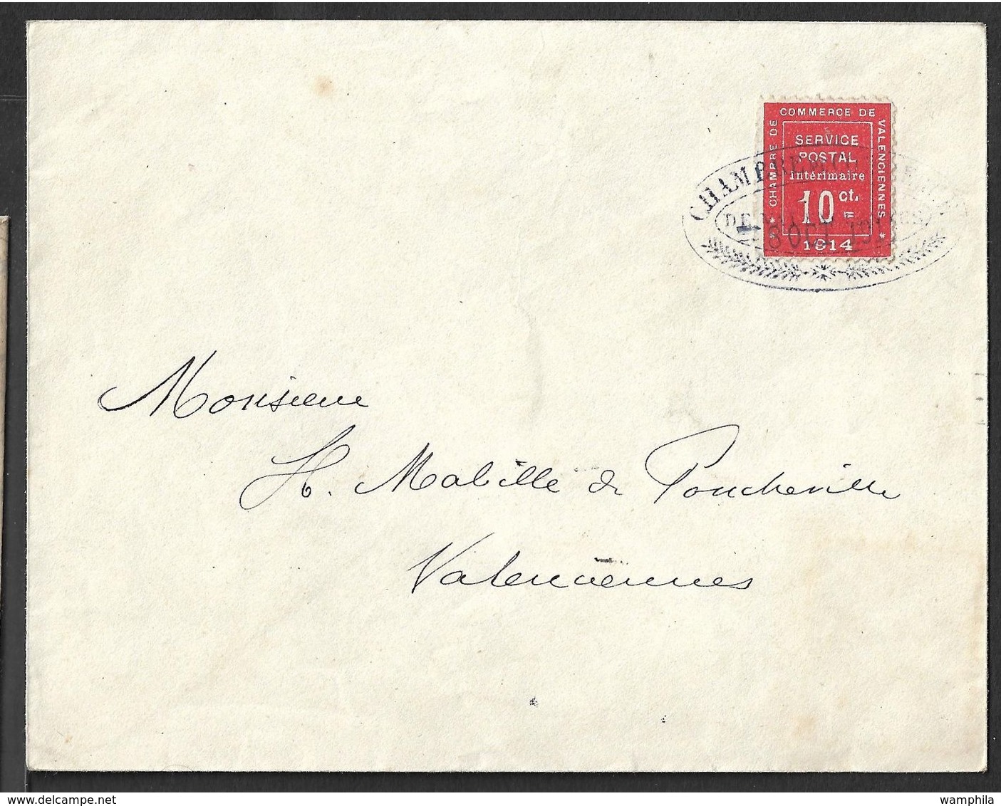 France N°1 Chambre De Commerce De Valencienne Sur Lettre Cote 650€ - Francobolli Di Guerra