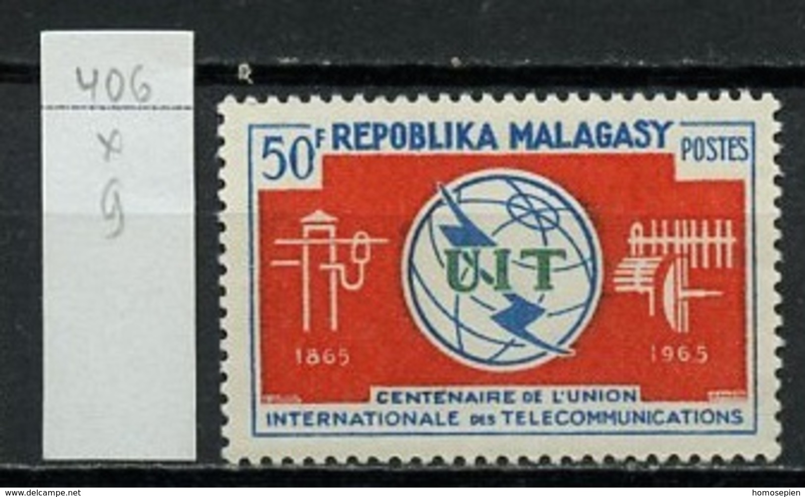 Madagascar - Madagaskar 1965 Y&T N°406 - Michel N°534 * - 50f UIT - Madagascar (1960-...)