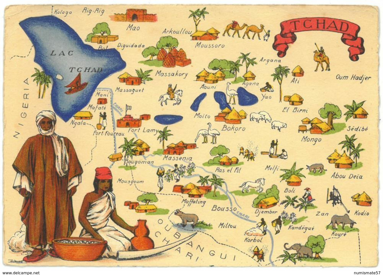 CPSM TCHAD - Série Carte Géographique BARRE DAYEZ N° 1326-Q - Dépot 1942 - Tchad