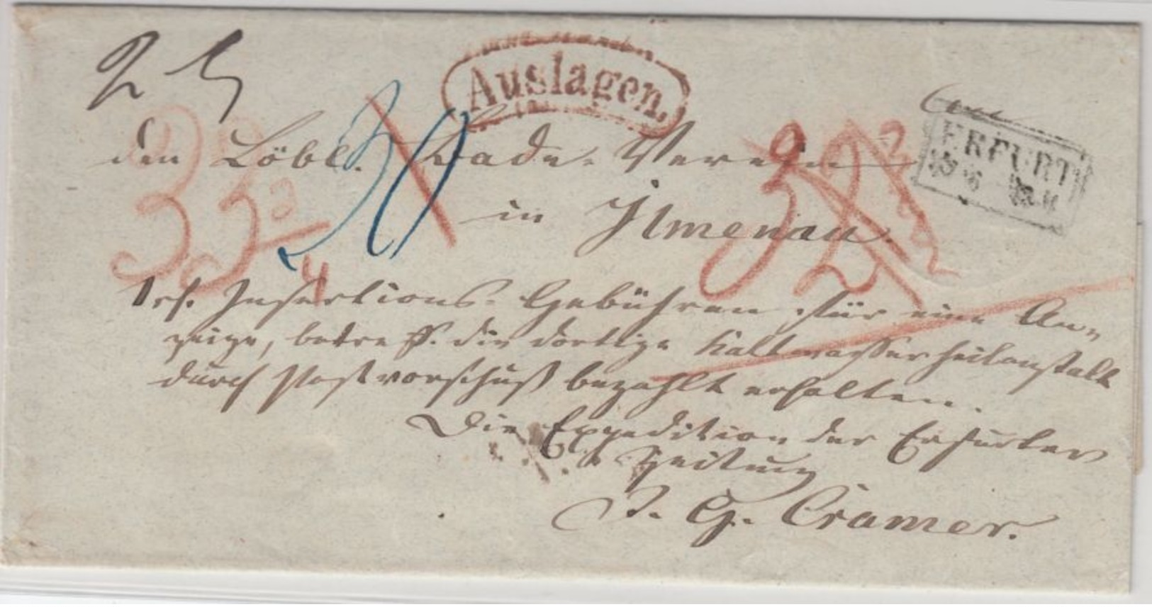 Preussen - Erfurt (ca. 1860), Ra2 A. Auslagenbrief N. Ilmenau, Ohne Inhalt - Altri & Non Classificati