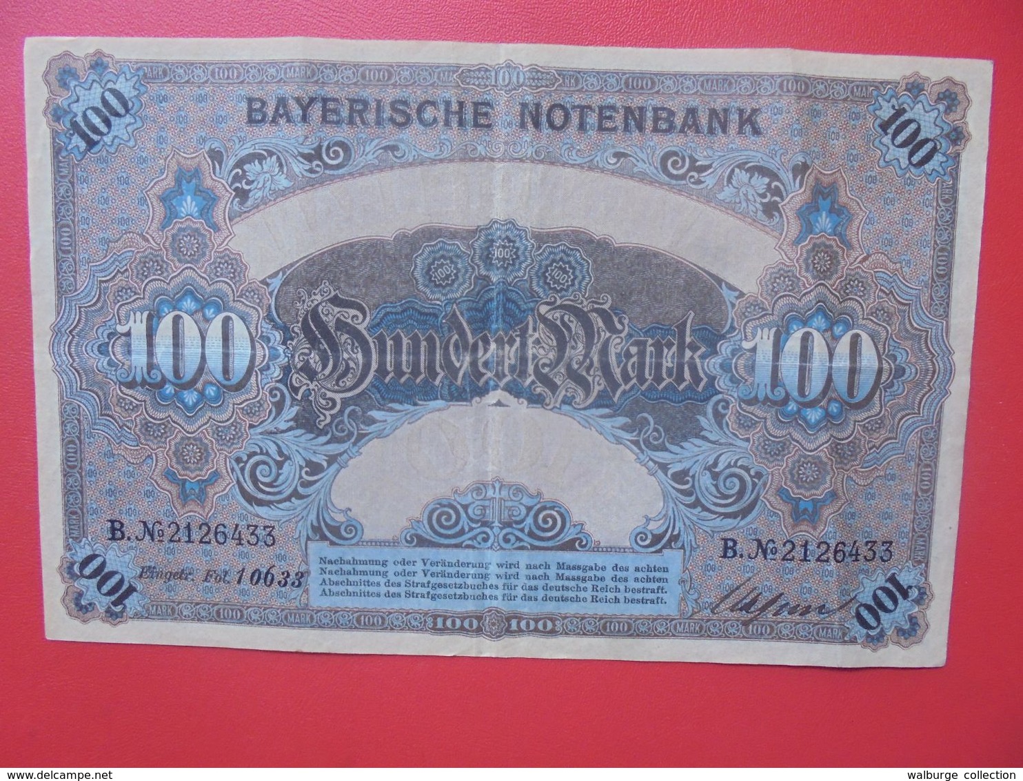 Bayerische Banknote 100 Mark 1 Januar 1900 Circuler Série B.N°21 - 100 Mark