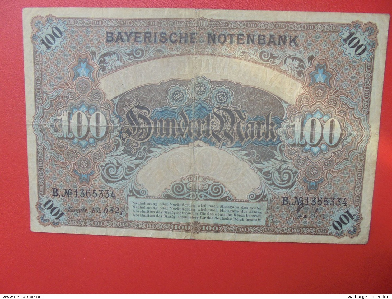 Bayerische Banknote 100 Mark 1 Januar 1900 Circuler Série B.N°13 - 100 Mark