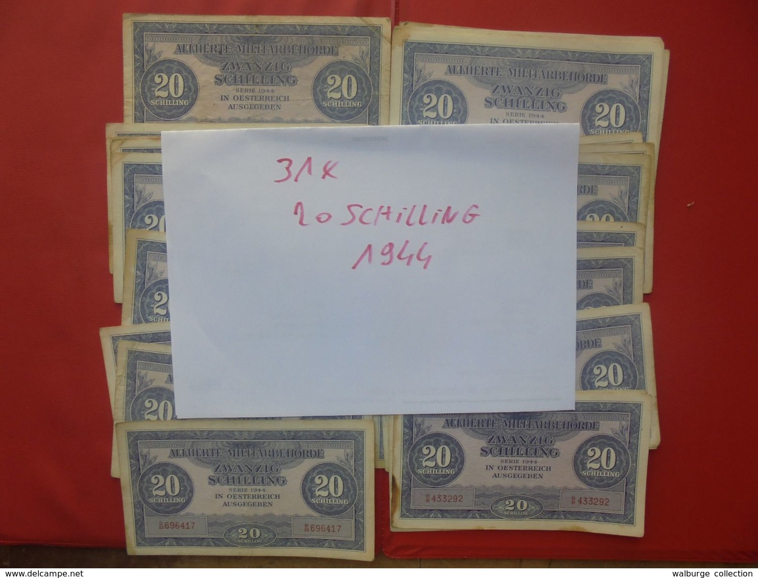 AUTRICHE 1944 ZONE ALLIEE LOT 31 BILLETS 20 SCHILLING CIRCULER