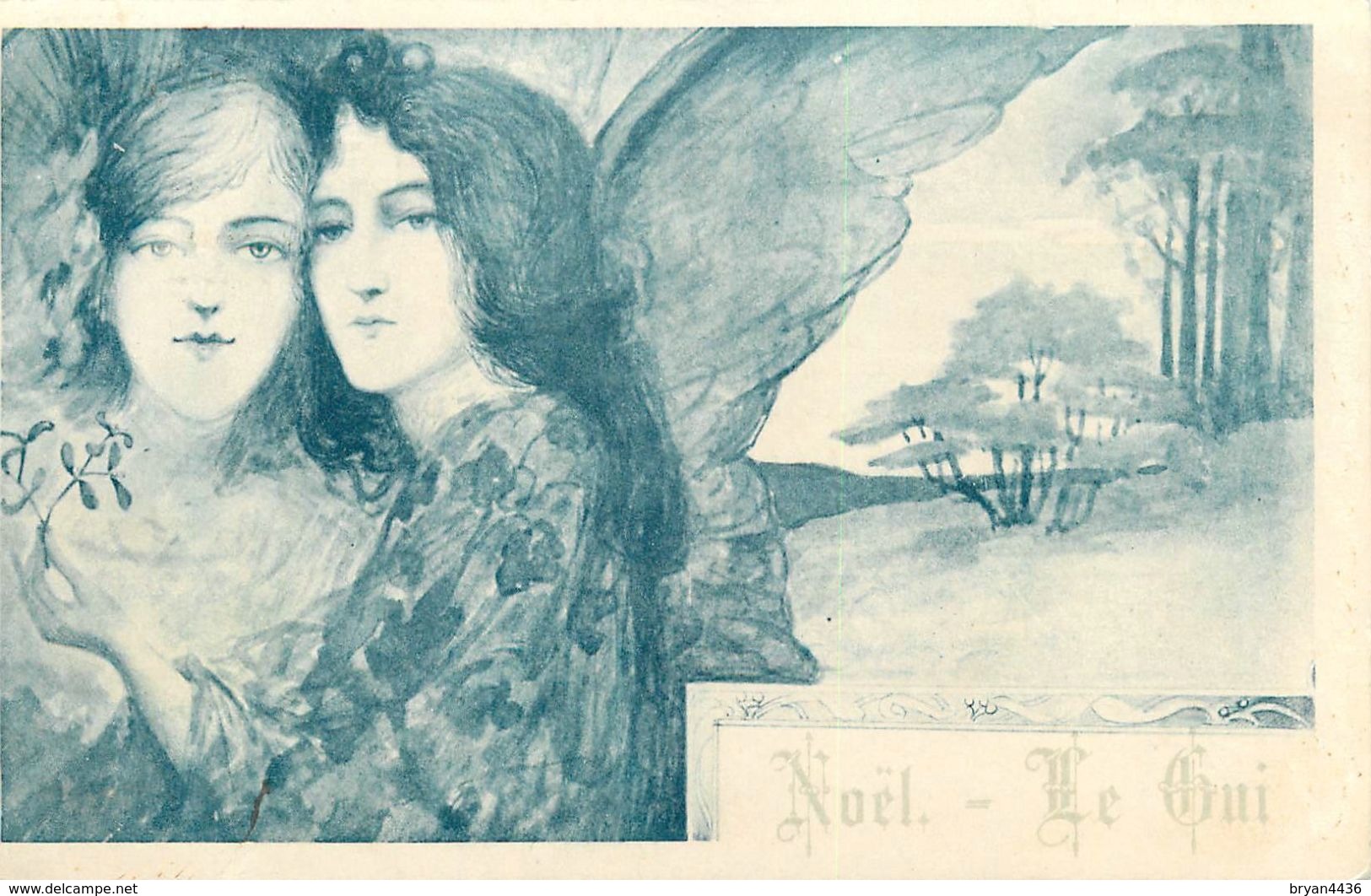 JEUNES FEMMES  - "NOËL - LE GUI " - CPA PRECURSEUR ILLUSTRATEUR ART NOUVEAU  - CIRCULEE EN 1900 - Très Bel état - Kirchner, Raphael