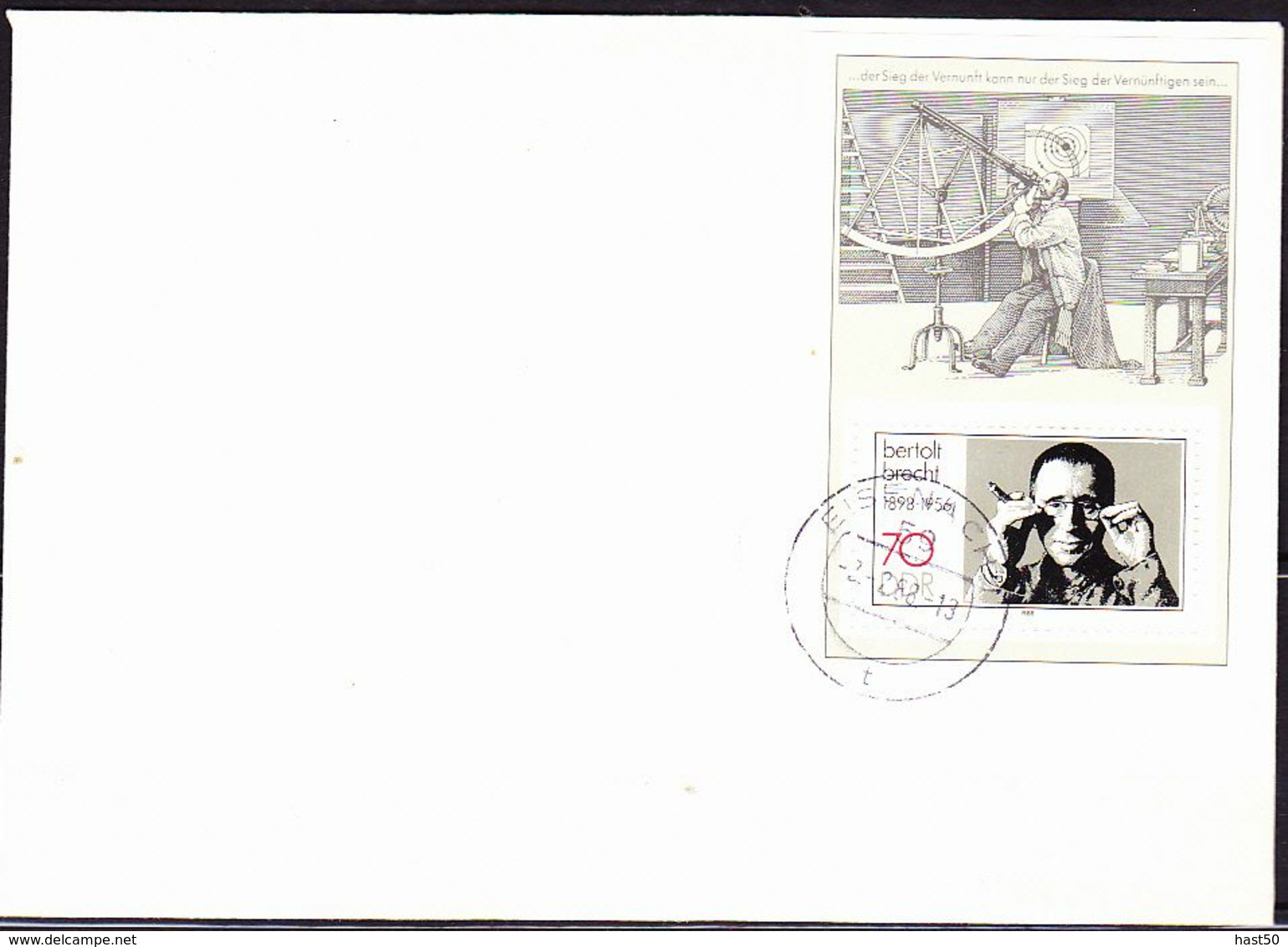 DDR GDR RDA - 90. Geburtstag Von Bertolt Brecht (MiNr: Bl. 91) 1988 - FDC Ortsstempel Eisenach - 1981-1990