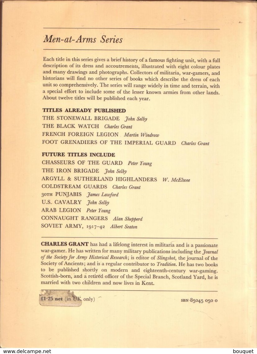LIVRE - OSPREY - NAPOLEON , FOOT GRENADIERS , TEXT BY CHARLES GRANT , COLOUR PLATES MICHAEL ROFFE - 1971 - Autres & Non Classés