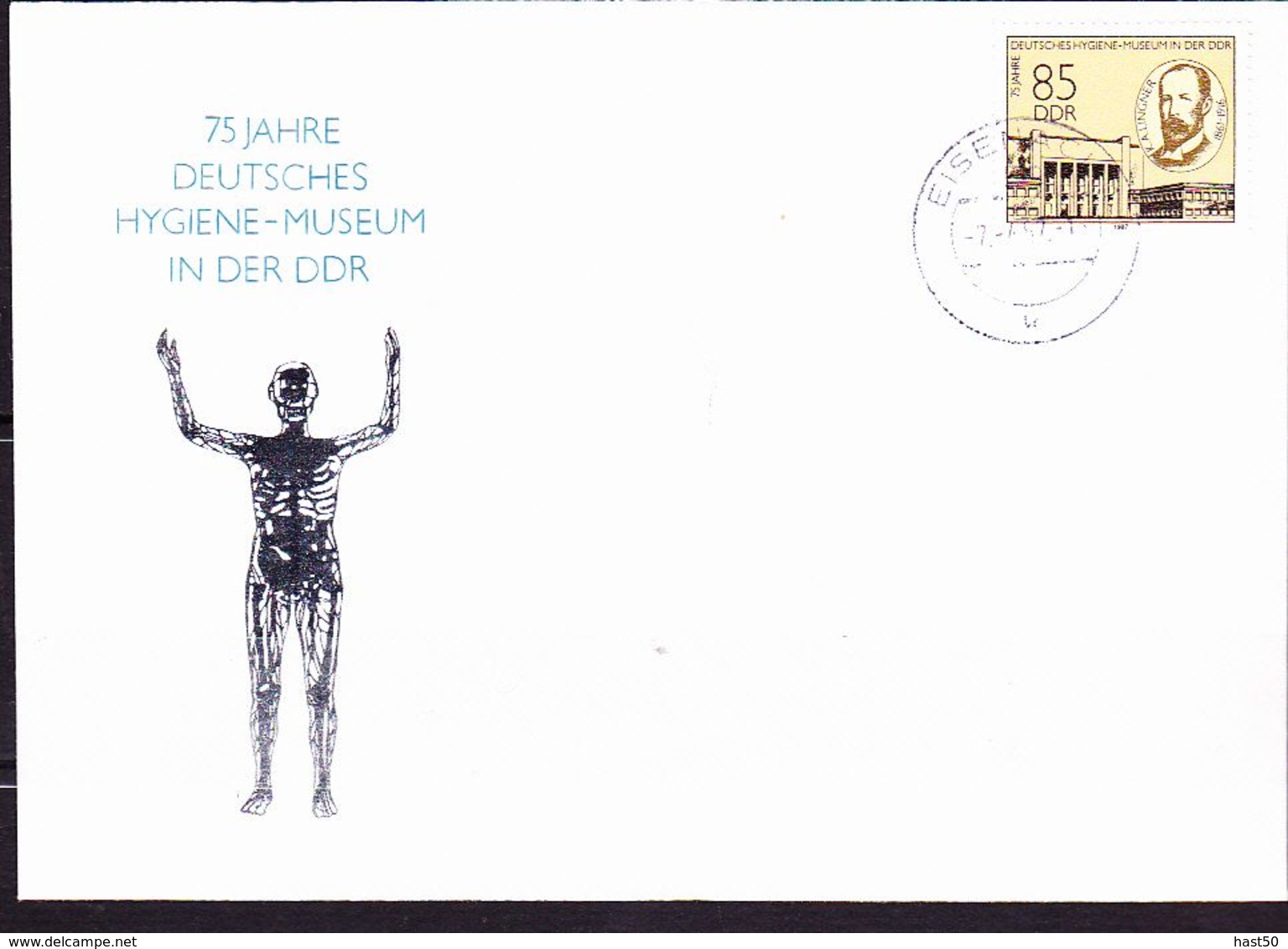 DDR GDR RDA - 75 Jahre Deutsches Hygiene-Museum (MiNr: 3089) 1987 - FDC Ortsstempel Eisenach - 1981-1990