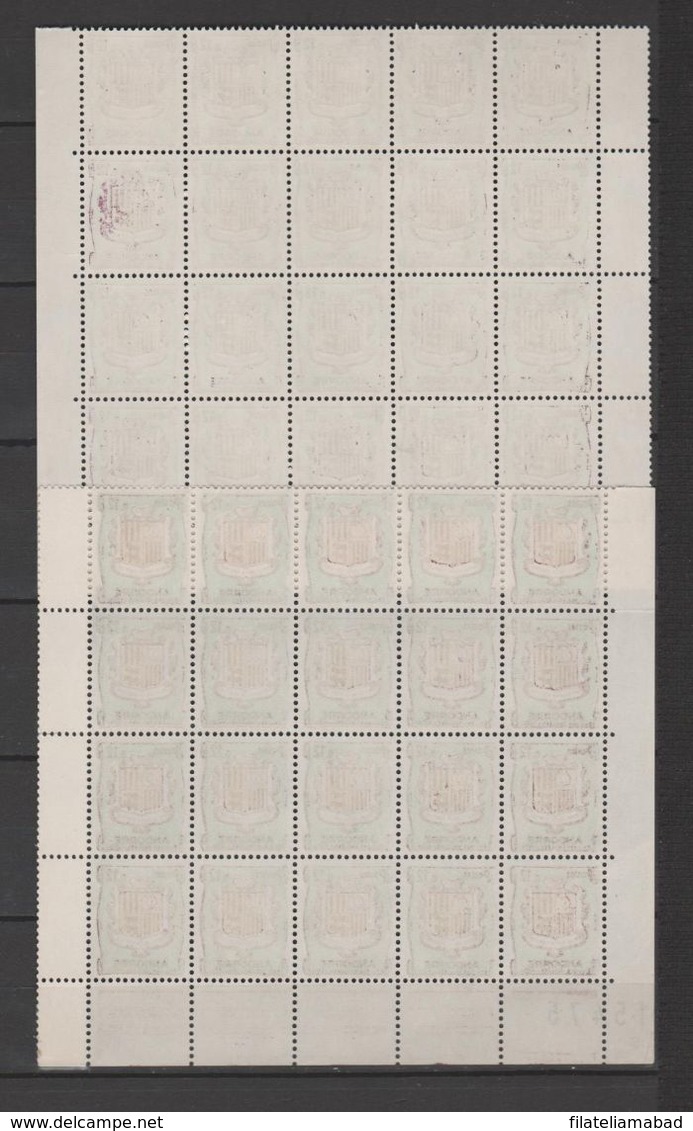 ANDORRA- CORREO FRANCES  40 SELLOS Nº 155A VARIEDAD COLORES DISTINTOS Y RECTO VERSO (C.H.) - Blocs-feuillets