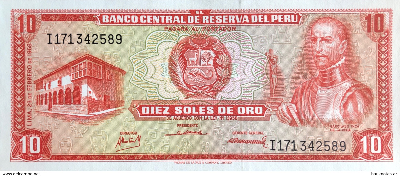 Peru 10 Soles De Oro, P-93 (23.2.1968) - UNC - Peru