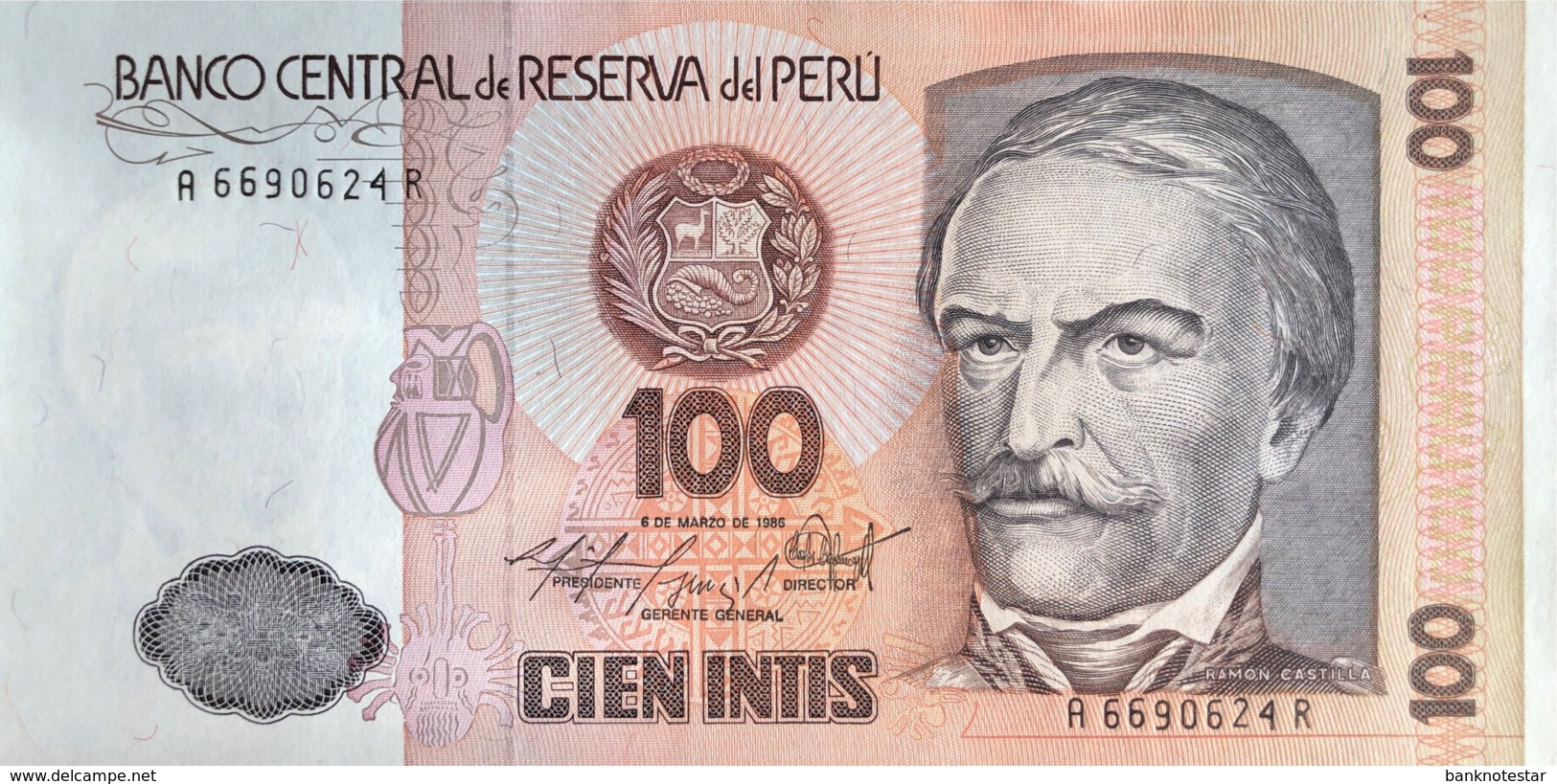 Peru 100 Intis, P-132b (6.3.1986) - UNC - Perú