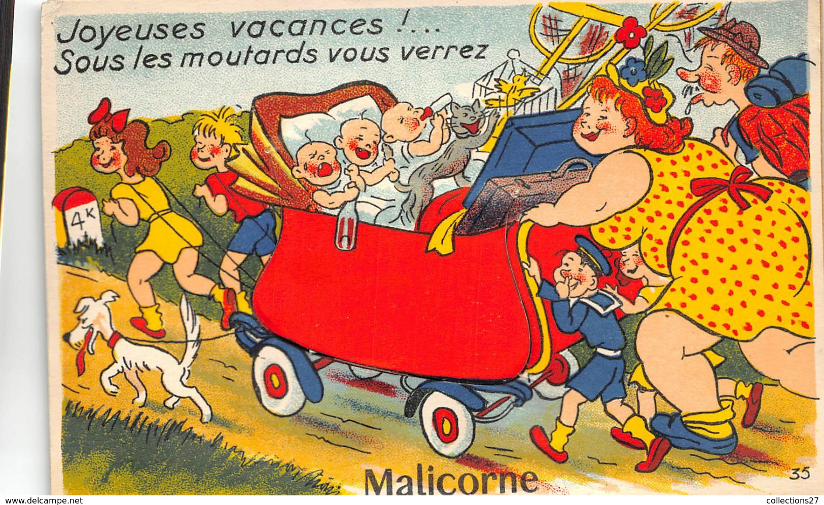 72-MALICORNE-CARTE A SYSTEME-JOYEUSES VACANCES !.. SOUS LES MOUTARDS VOUS VERREZ MALICORNE - Malicorne Sur Sarthe