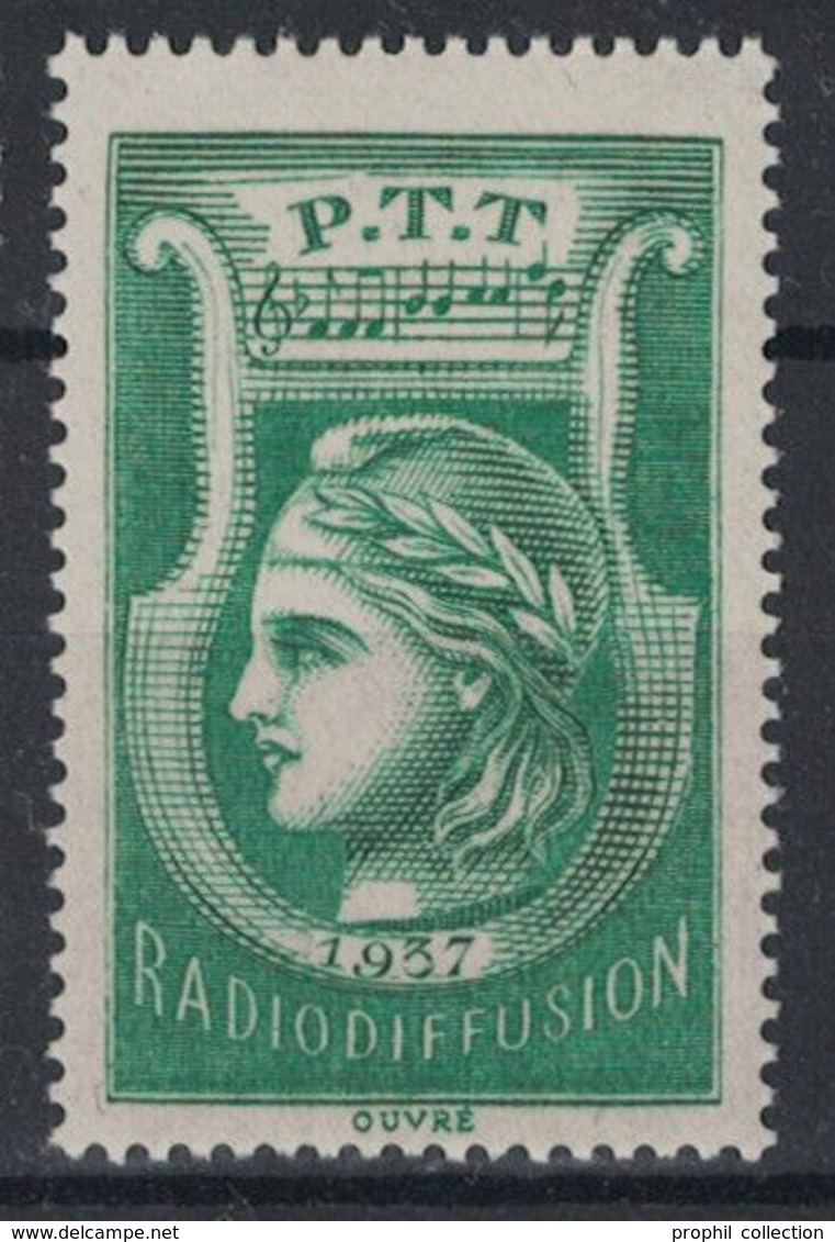 FRANCE - TIMBRE FISCAL De RADIODIFFUSION NEUF ** ULTRA LUXE VERT De 1937 PTT FISCAUX - Radiodifusión