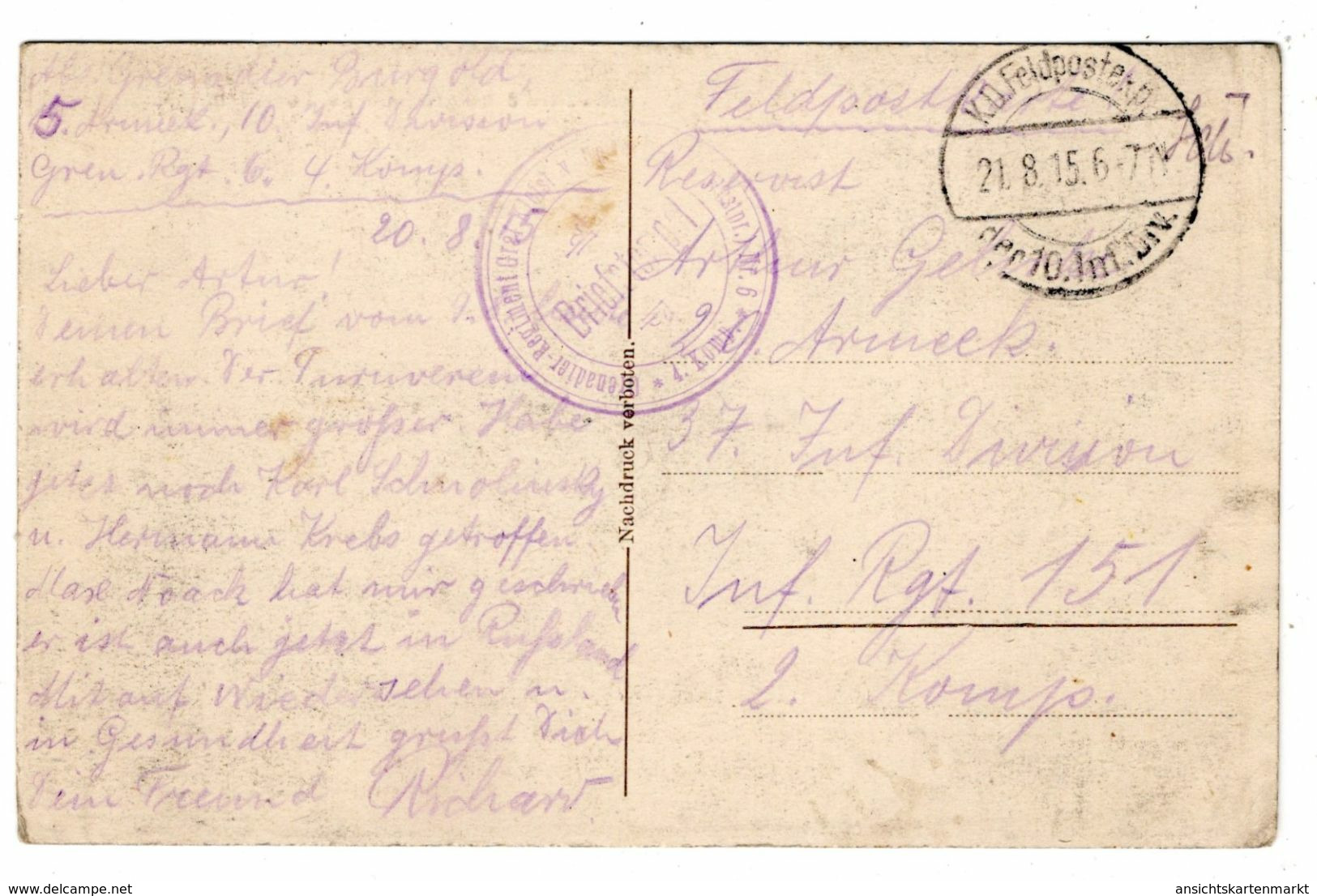 Hannonville An Der Cotes Lorraine, Alte Ansichtskarte, Feldpost Grenadier Regiment Graf Kleist, 1915 - Other & Unclassified