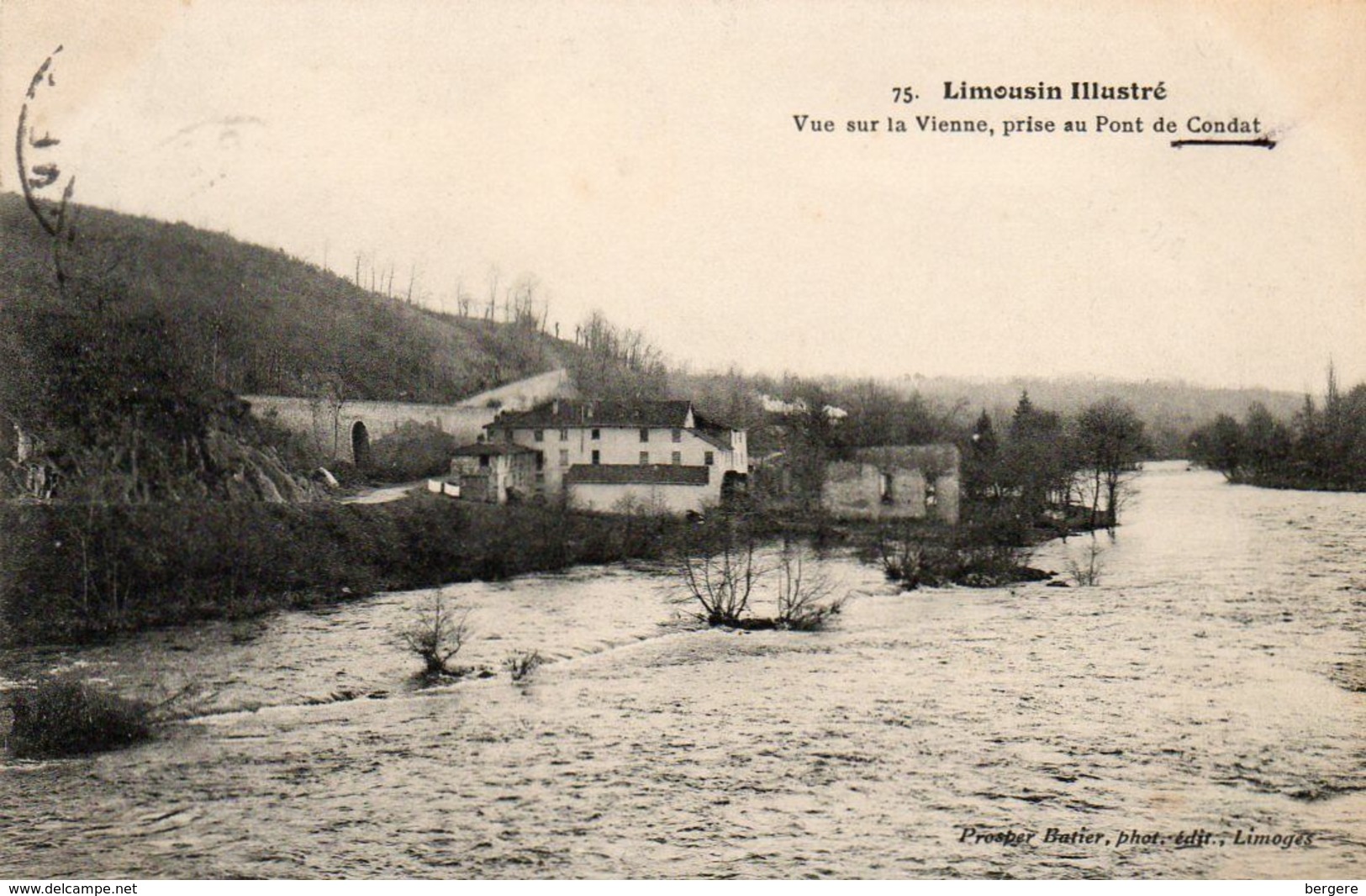 87. CPA. CONDAT - Vue Sur La Vienne Prise Au Pont De Condat. - Série Limousin Illustré - 1914.. Scan Du Verso - - Condat Sur Vienne