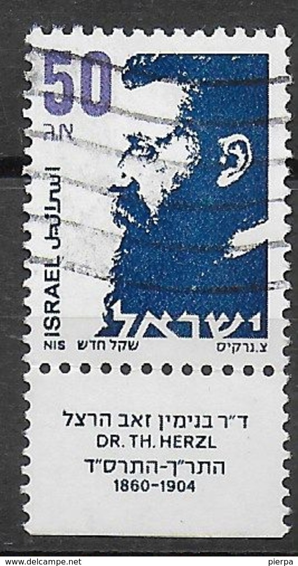 ISRAELE - 1986 - SERIE ORDINARIA - 0,50 CON TAB - (YVERT 966 - MICHEL 1023y) - Gebraucht (mit Tabs)