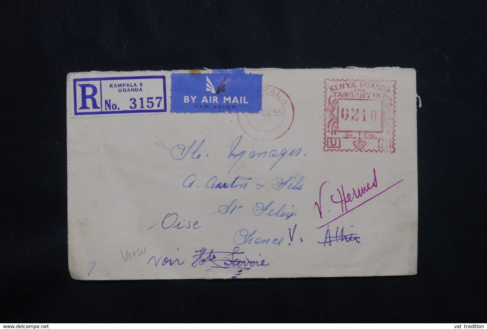 KENYA / OUGANDA ET TANGANYIKA  - Enveloppe En Recommandé Pour La France En 1955, Affranchissement Mécanique - L 65267 - Kenya, Uganda & Tanganyika