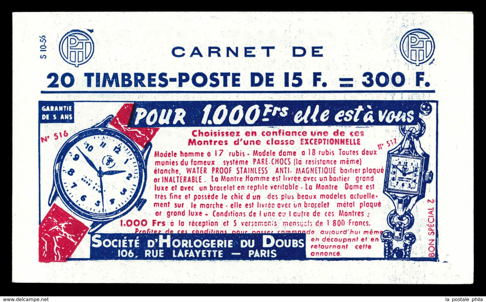 N°1011-C22, Série 10-56, HORLOGERIE DU DOUB Et EU. TB  Qualité: ** - Sonstige & Ohne Zuordnung