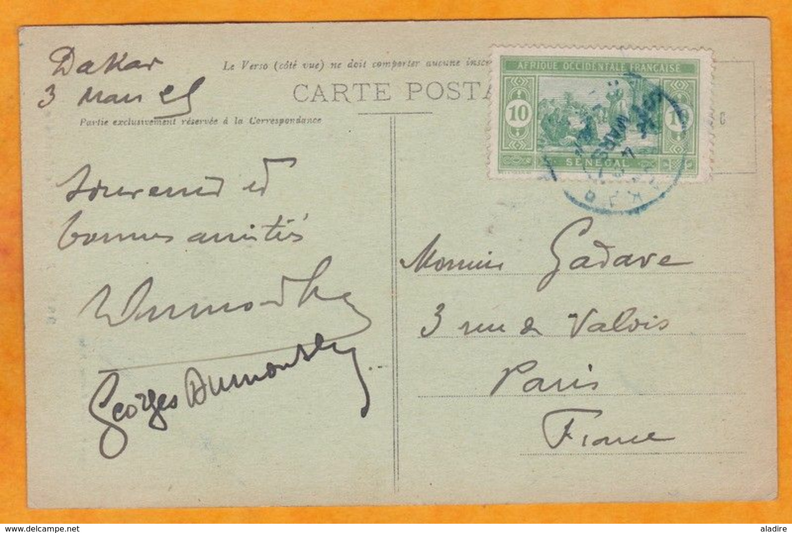 1929 - CP De Dakar, Sénégal, AOF Vers  Paris - Affranchissement 10 C - Vue : Sous-bois - Covers & Documents