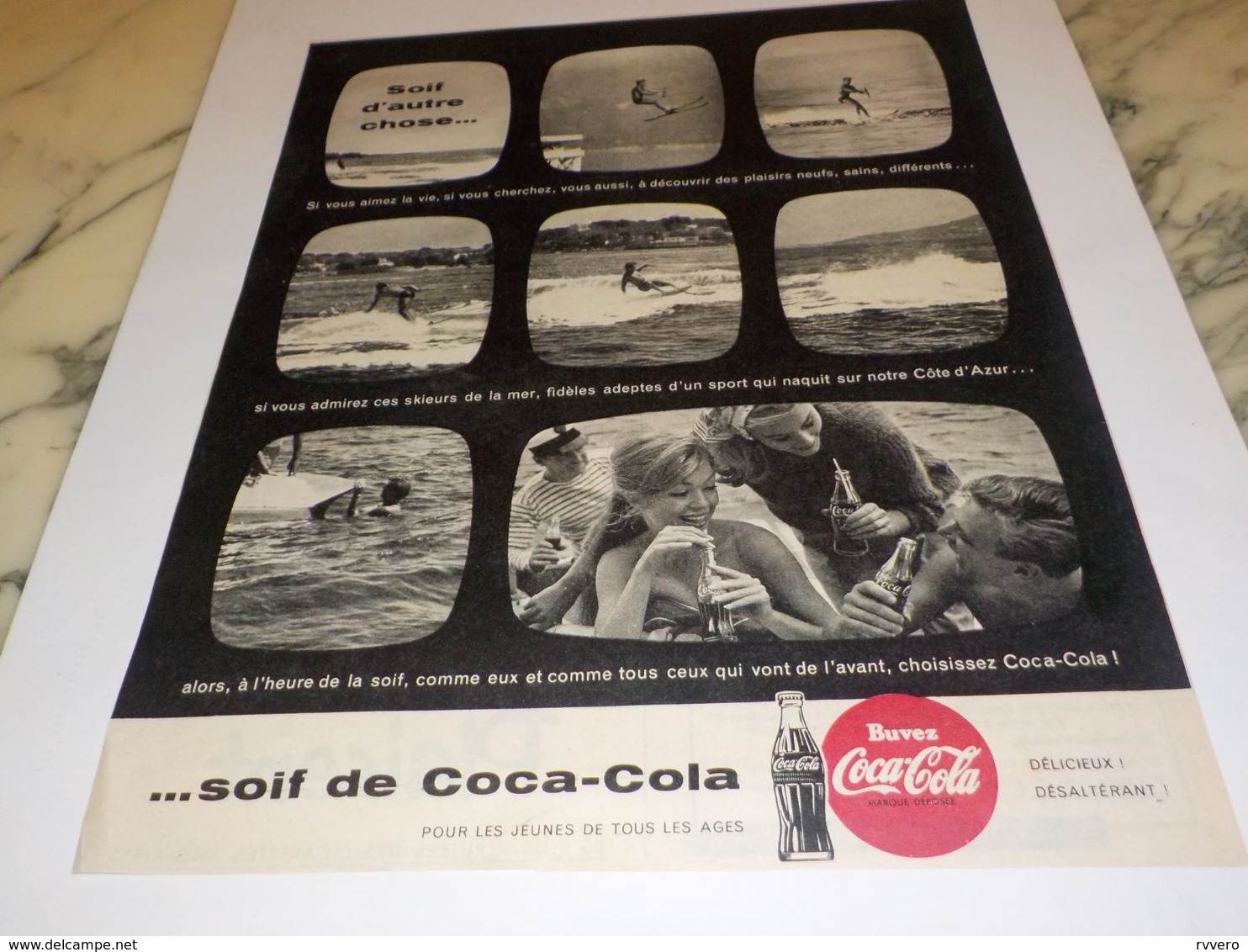 ANCIENNE PUBLICITE SOIF D AUTRE CHOSE SOIF DE COCA COLA SKIEUR DES MER  1959 - Altri & Non Classificati