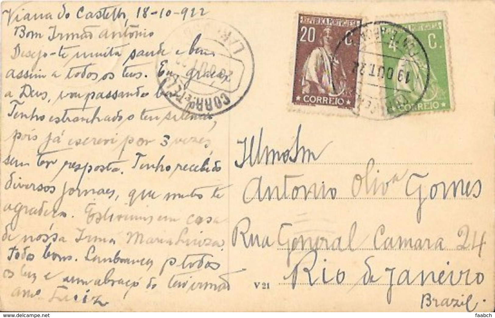 PORTUGAL: CERES Circulated Postcard With FONTE-ARCADA Cancellation RRR - Brieven En Documenten