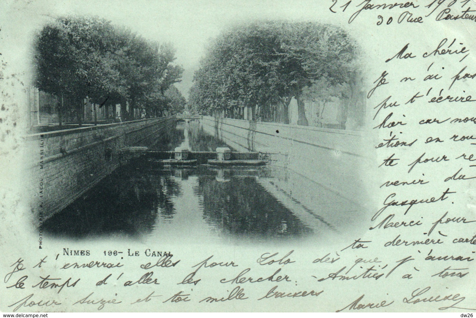 Nîmes - Le Canal En 1901 - Phototypie Lacour - Carte N° 196 Dos Simple - Nîmes