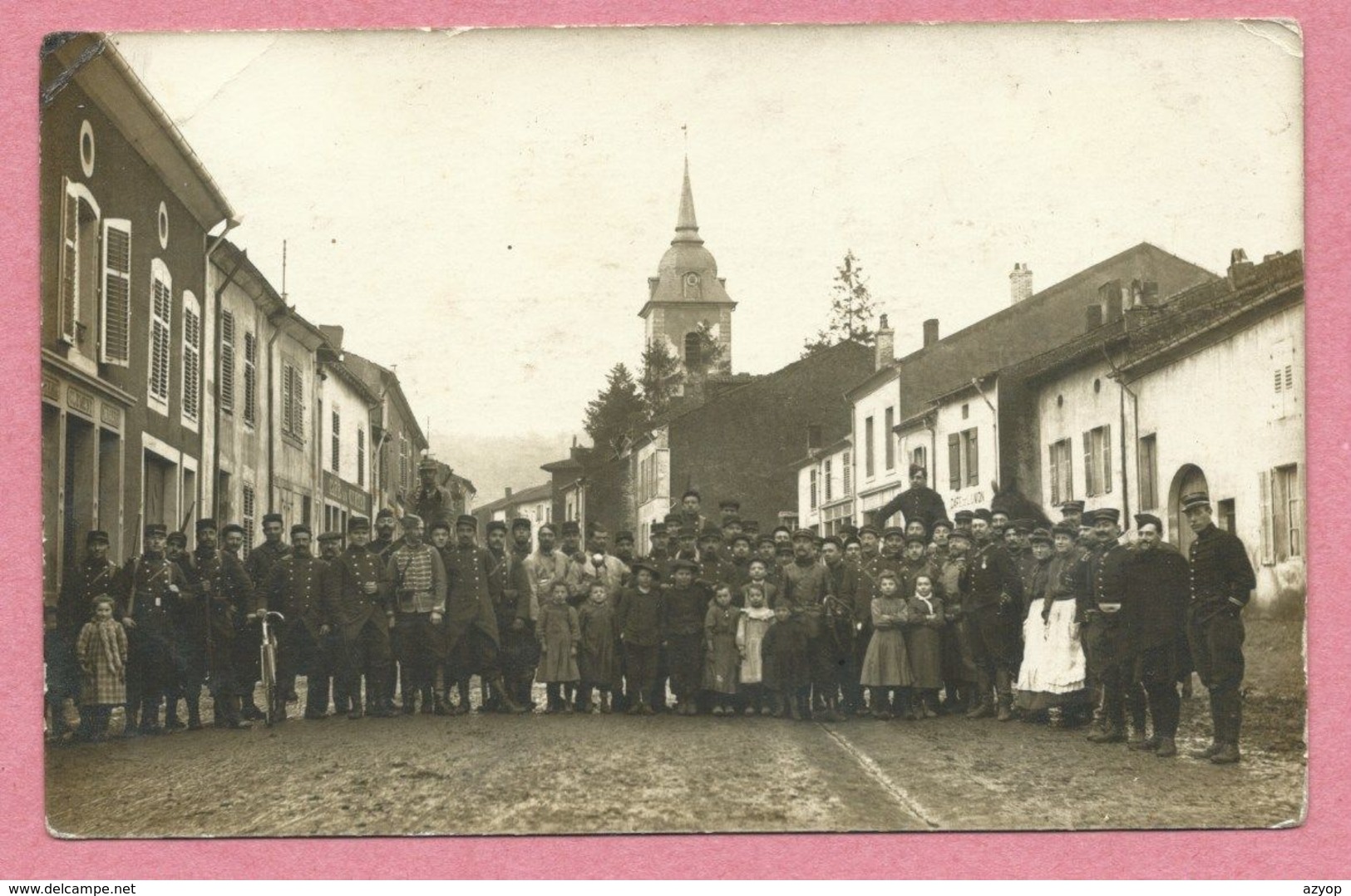 54 - CHAVIGNY - Carte Photo - Rue - Eglise - Enfants - Soldats Français - Other & Unclassified