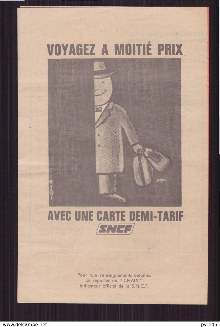 Fiche Horaire SNCF Chartres à Paris Du 12 Décembre 1965 - Otros & Sin Clasificación