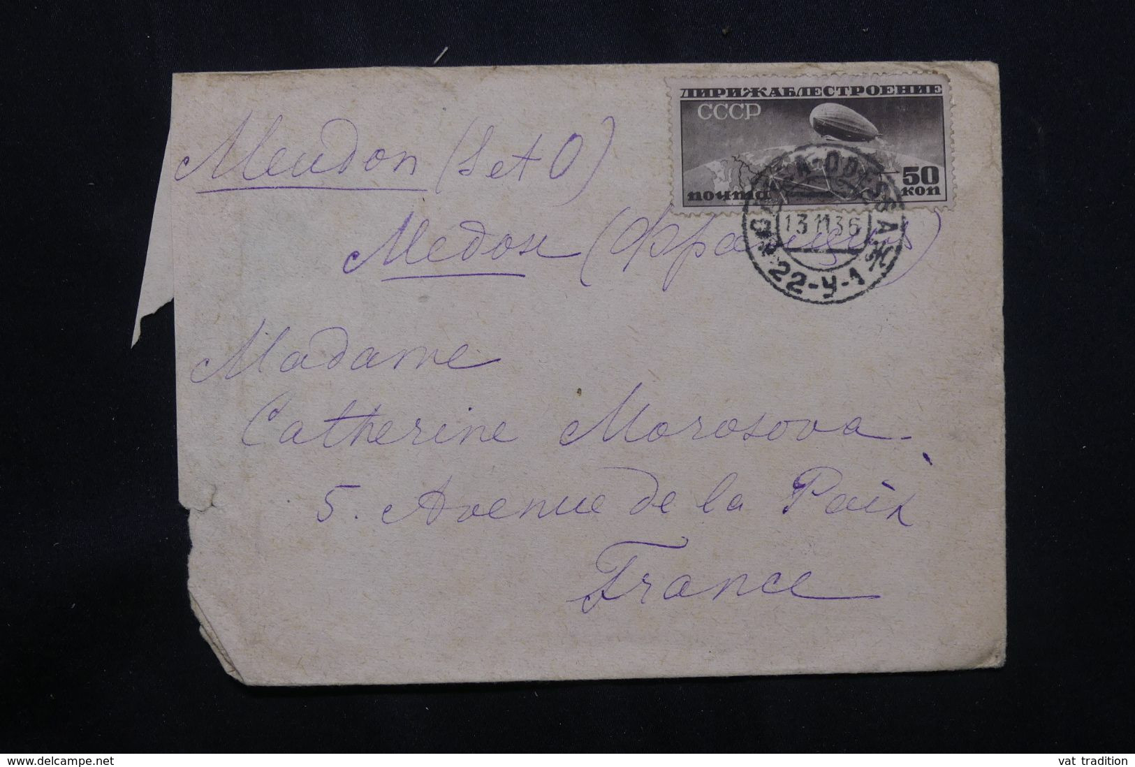 U.R.S.S. - Enveloppe De Odessa Pour La France En 1936, Affranchissement Zeppelin  - L 65316 - Cartas & Documentos