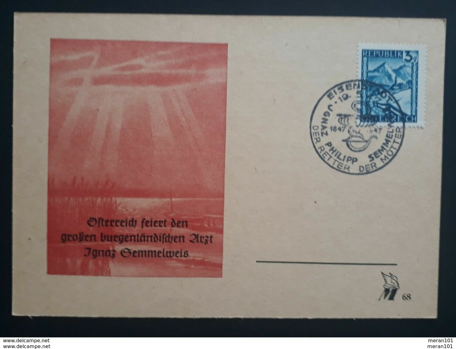 Österreich 1947, Sonder Postkarte "Ignaz Semmelweis" SST - Covers & Documents