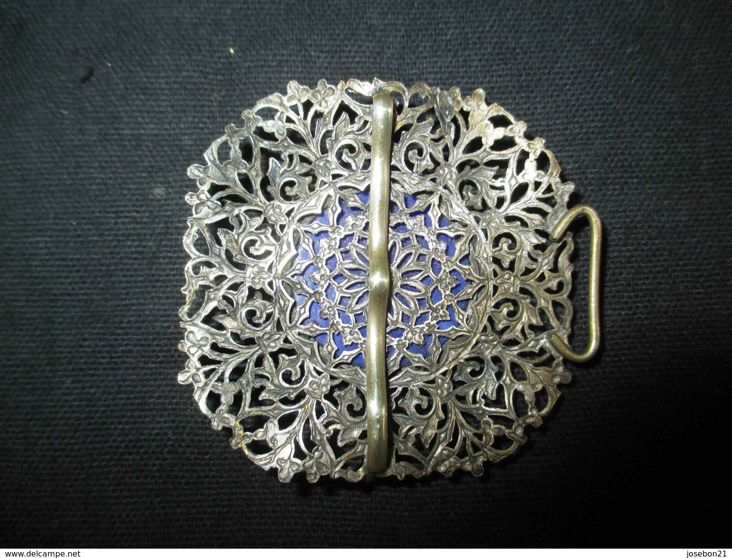 Ancienne Boucle De Ceinture En Laiton Argenté Ajouré Début XX ème - 1900-1940