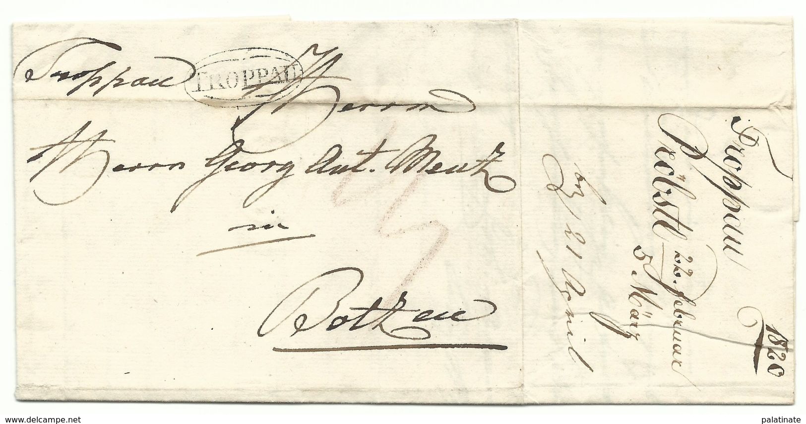 Troppau Opava Kompletter Falt-Brief 1820 Doppelkreis-Ovalstempel Nach Bozen - ...-1850 Préphilatélie