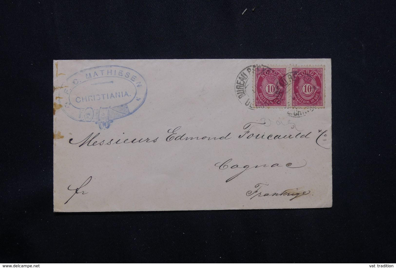 NORVÈGE - Enveloppe De Christiania Pour La France En 1897 - L 65329 - Cartas & Documentos