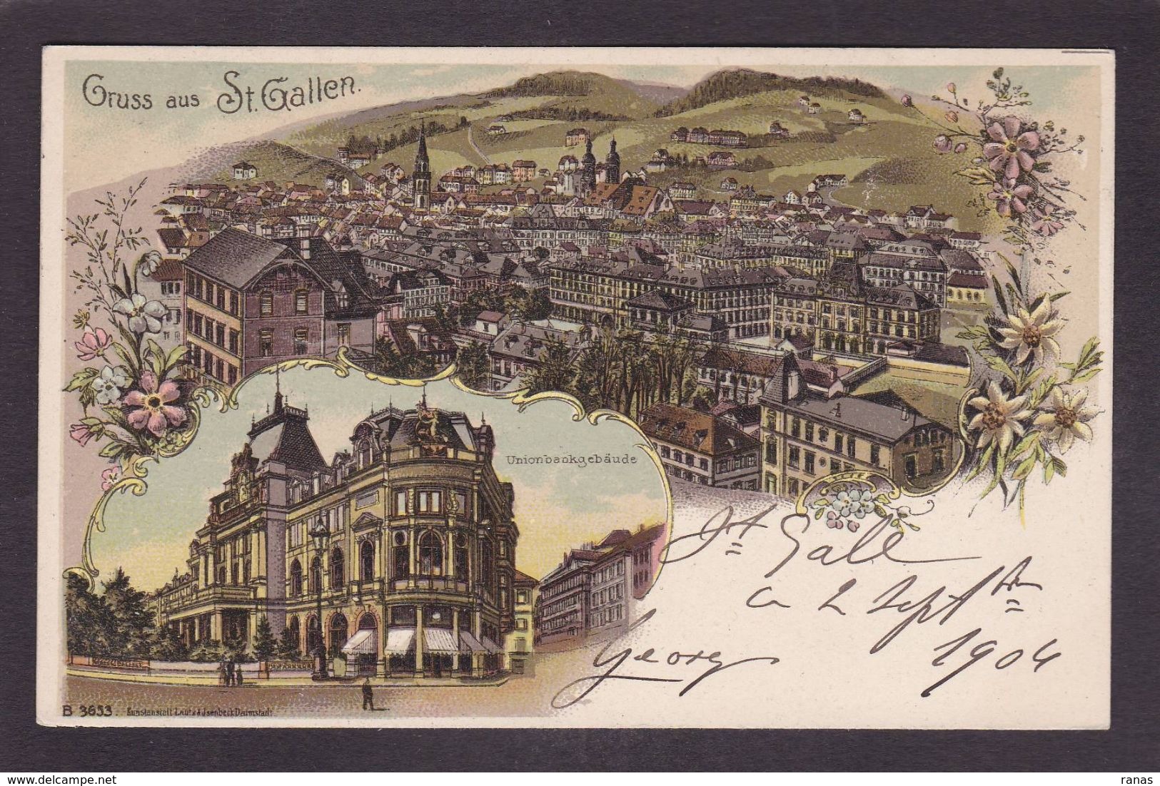 CPA Suisse Helvétia Schweiz Svizzera Circulé Litho Gruss Canton De Saint Gall Gallen - St. Gallen