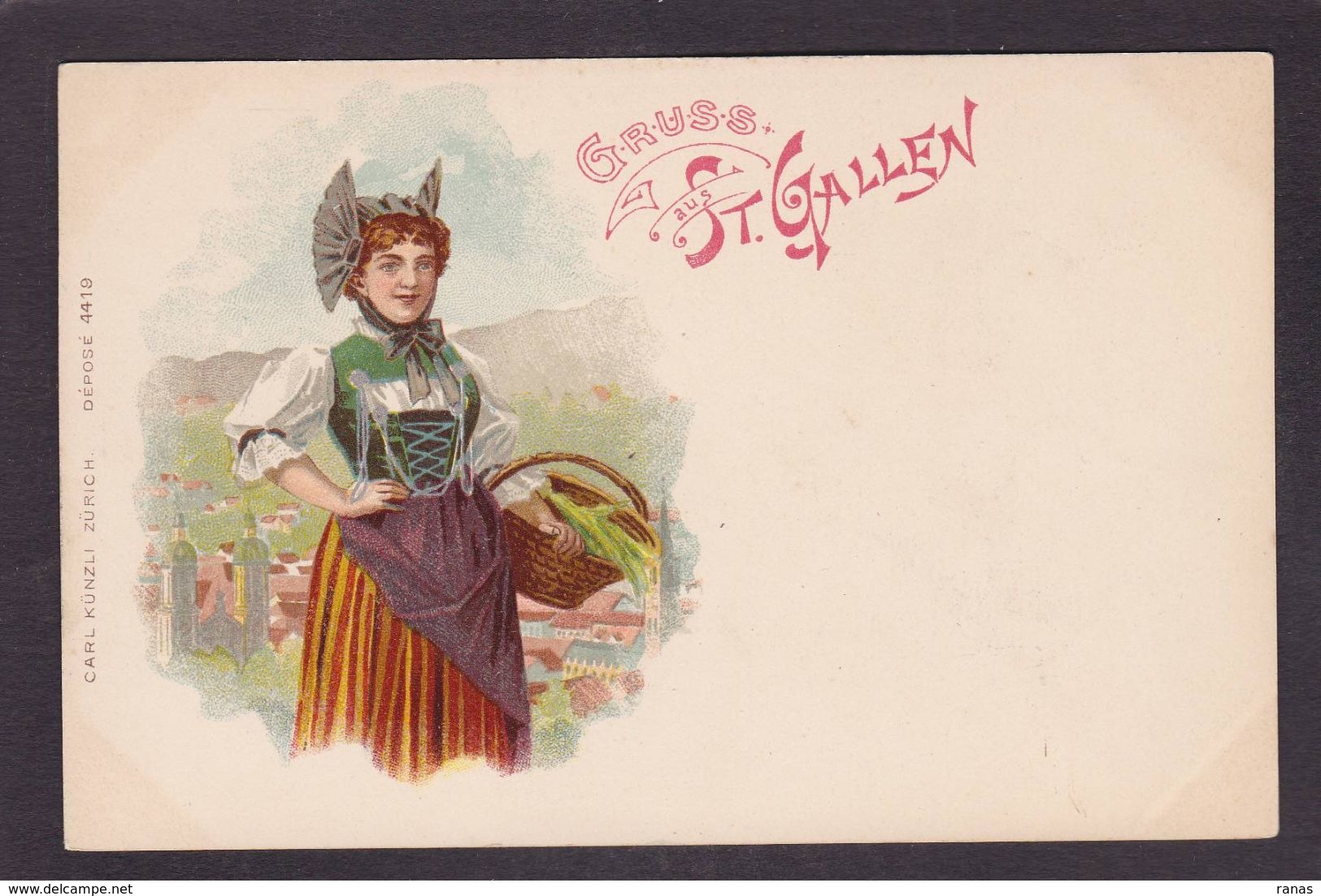 CPA Suisse Helvétia Schweiz Svizzera Non Circulé Litho Gruss Canton De Saint Gall Gallen - St. Gallen