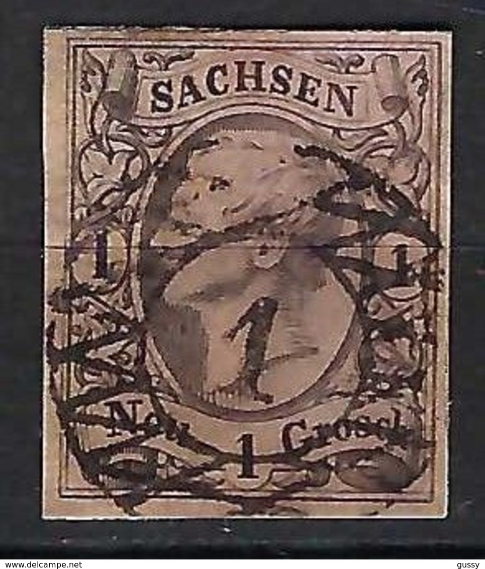 ALLEMAGNE Saxe 1855: Le Y&T 8, TB Obl. Couronne "1" - Saxe