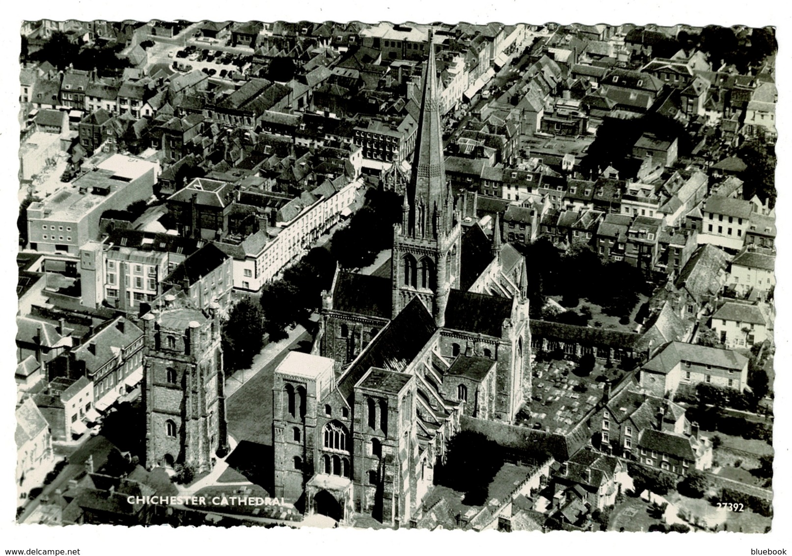 Ref 1388  - Aerial Real Photo Postcard - Chichester Houses Cathedral & Town - Sussex - Chichester