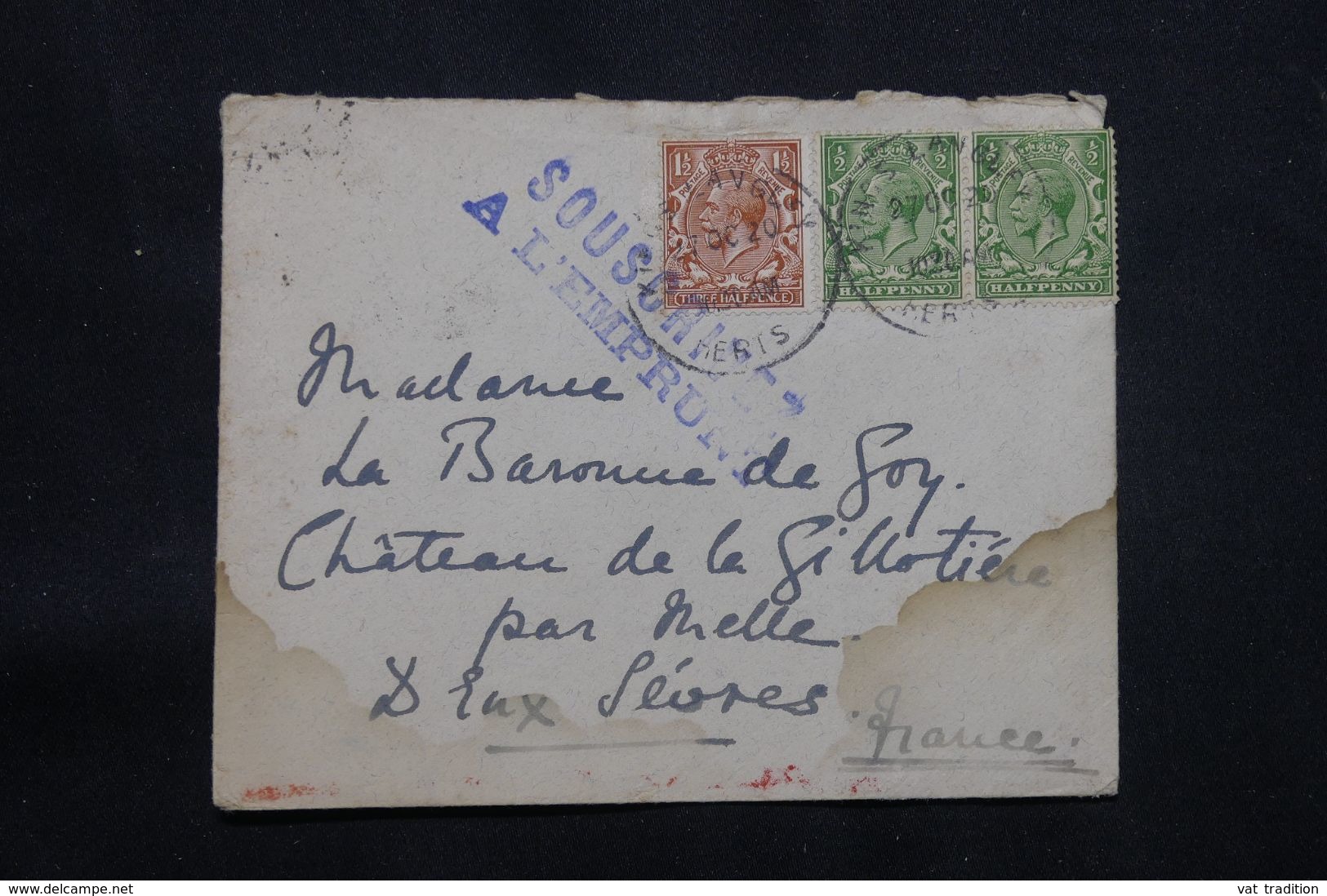 ROYAUME UNI - Enveloppe Pour La France En 1920 Avec Griffe " Souscrivez à L'Emprunt " - L 65355 - Marcophilie