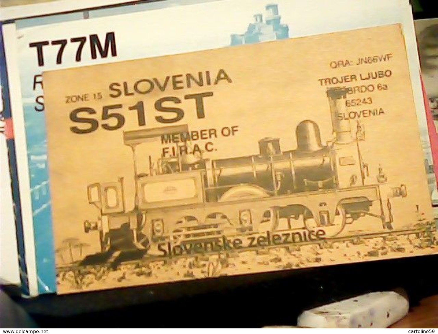 QSL RADIOAFICIONADOS Card -Radio Amateur -QSO Slovenia TRENO  TRAIN LOCOMOTIVA  'V1992 HQ9947 - Radio