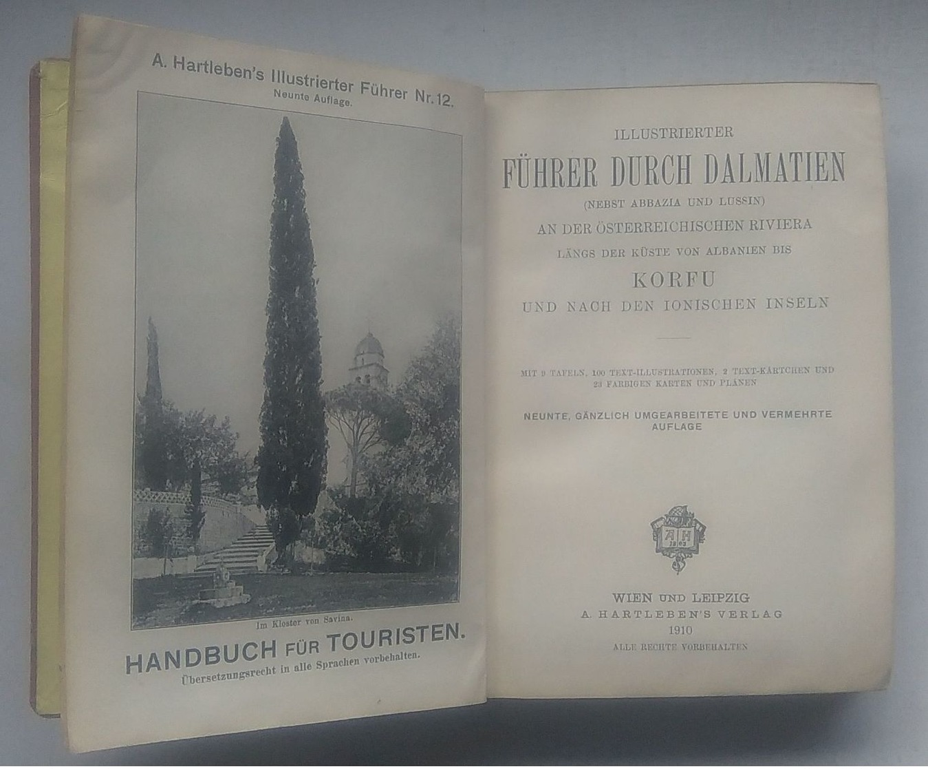 Hartleben's Illustrierter Führer Durch Dalmatien österreichischen Riviera Korfu Ionischen Inseln 1910 Guide - Livres Anciens