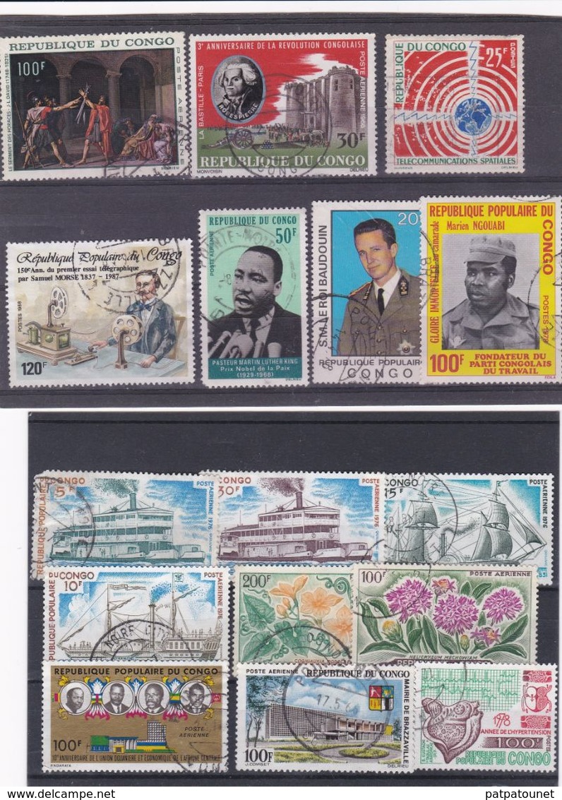 Congo Lot De 45 Timbres Oblitérés Différents - Colecciones