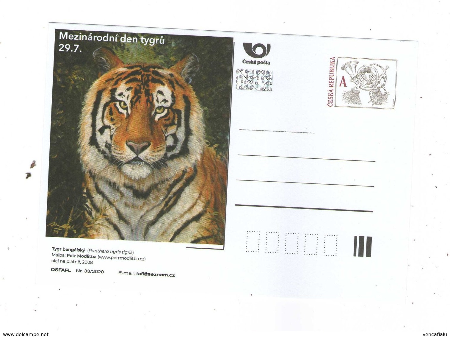 Czech Republic 2020 -Tigers International Day, Set Of 2 Postcards, MNH - Raubkatzen