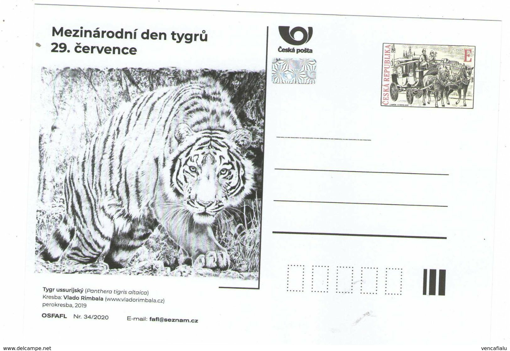 Czech Republic 2020 -Tigers International Day, Set Of 2 Postcards, MNH - Raubkatzen