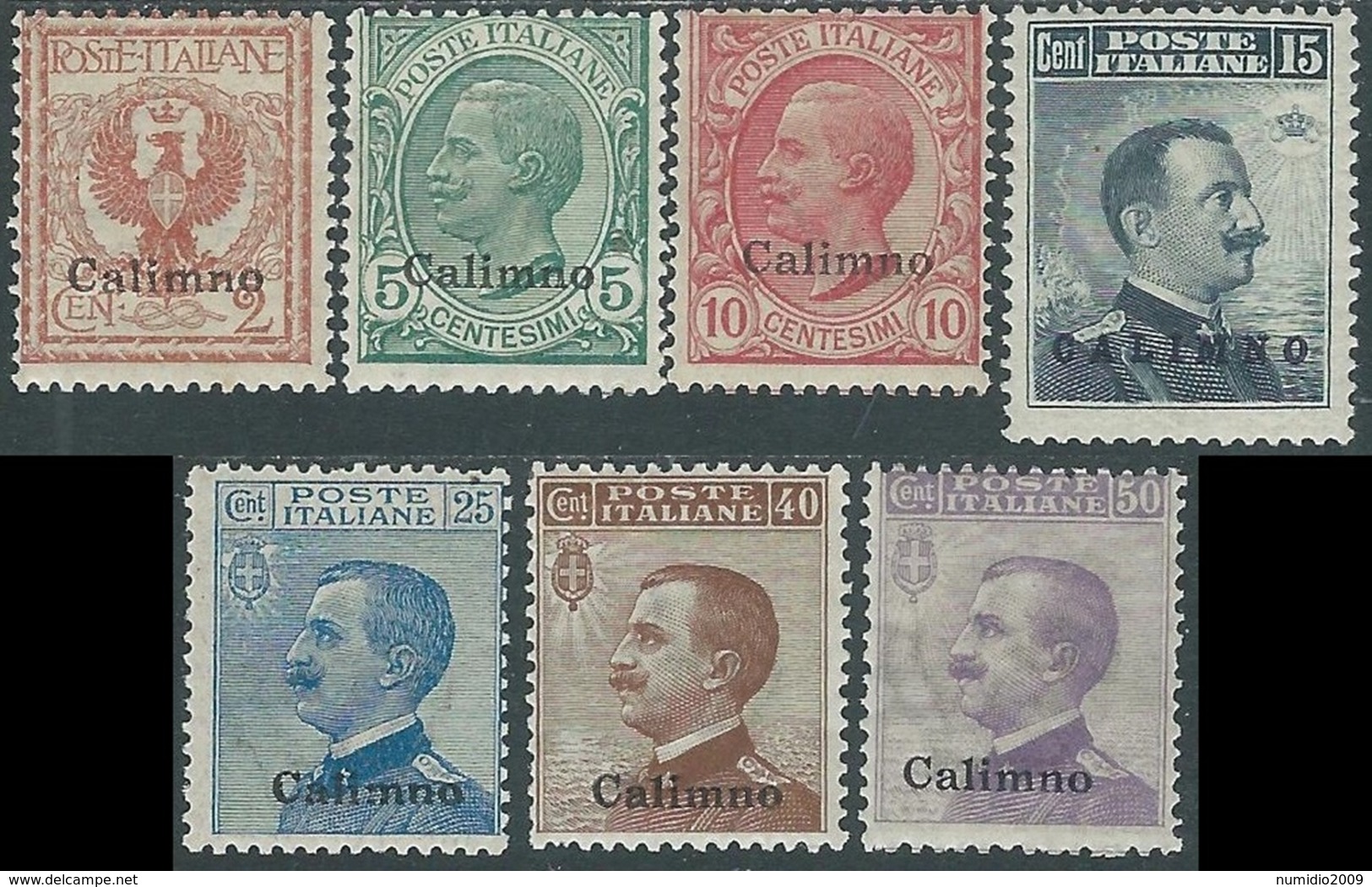 1912 EGEO CALINO 7 VALORI MH * - RB16-10 - Egée (Calino)