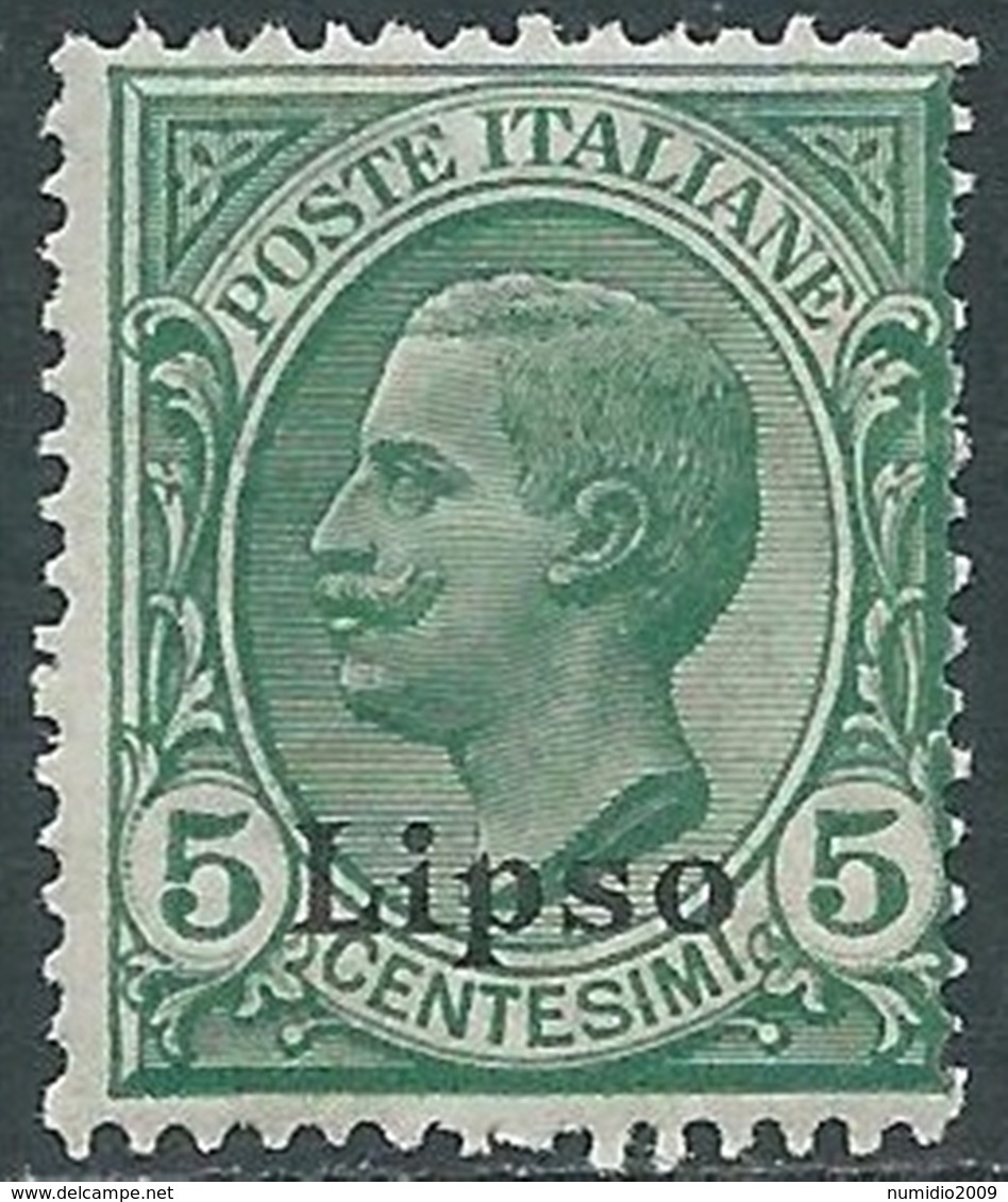 1912 EGEO LIPSO EFFIGIE 5 CENT MNH ** - RB30-5 - Aegean (Lipso)