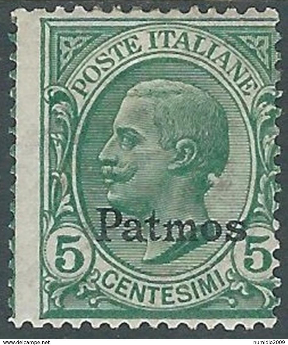 1912 EGEO PATMO EFFIGIE 5 CENT MH * - RB30-6 - Egée (Patmo)