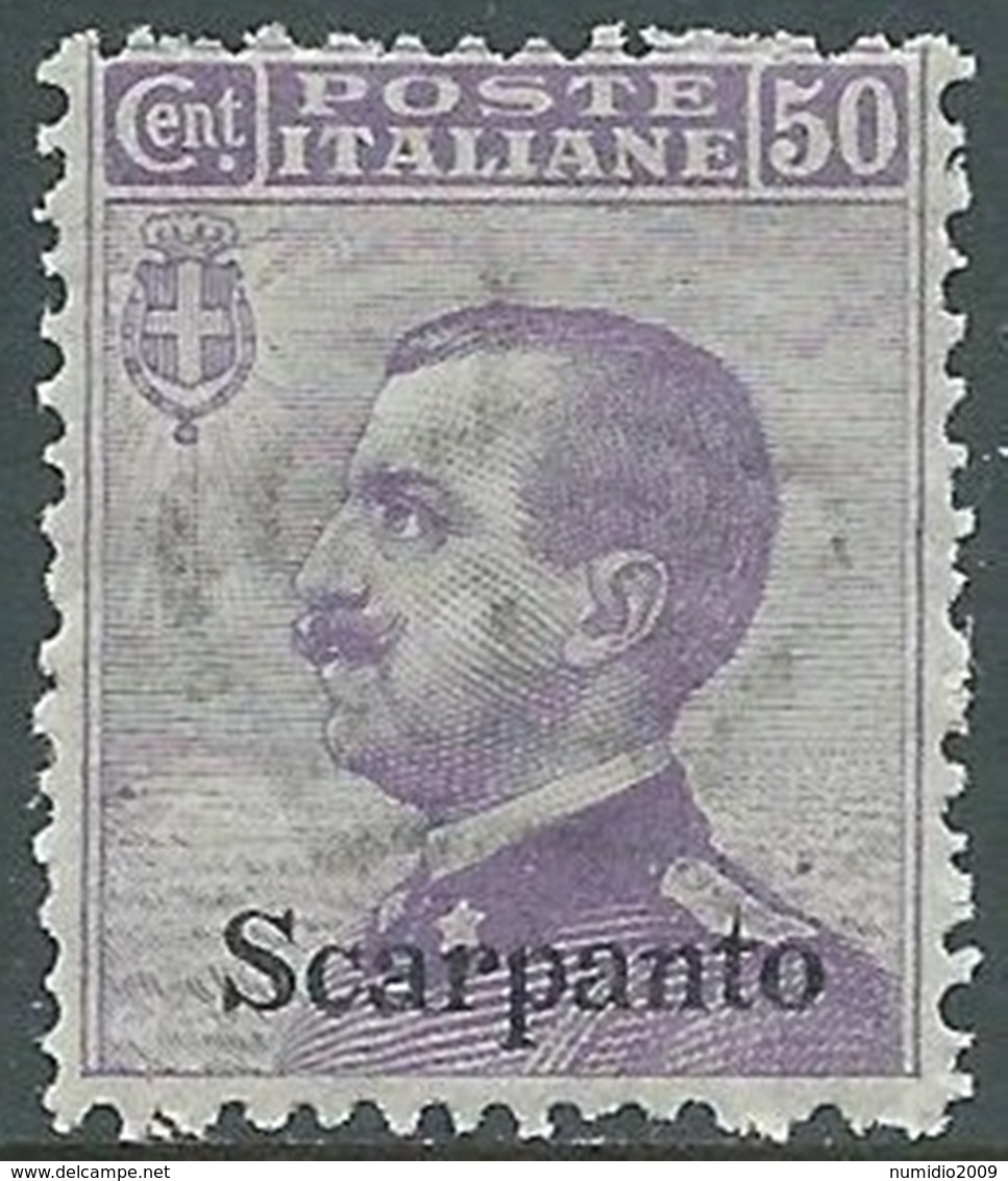 1912 EGEO SCARPANTO EFFIGIE 50 CENT MNH ** - RB30-7 - Egée (Scarpanto)